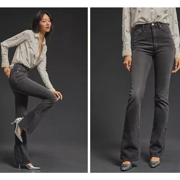 MOTHER x SNACKS! High Waisted Wedge Slit Heel Jeans Mouthwatering Wash - Picture 1 of 13